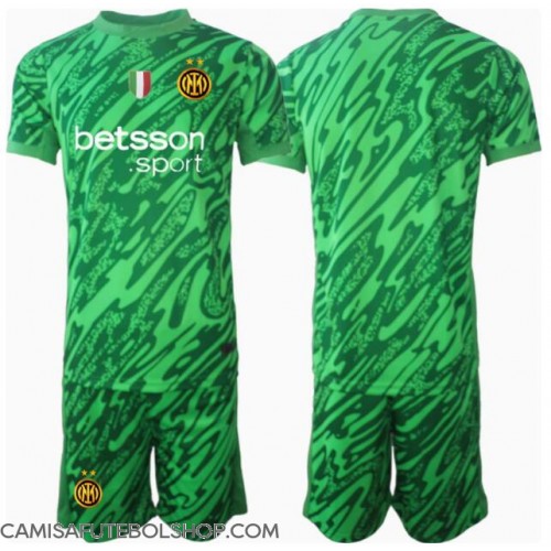 Camisa de time de futebol Inter Milan Goleiro Replicas 1º Equipamento Infantil 2024-25 Manga Curta (+ Calças curtas)